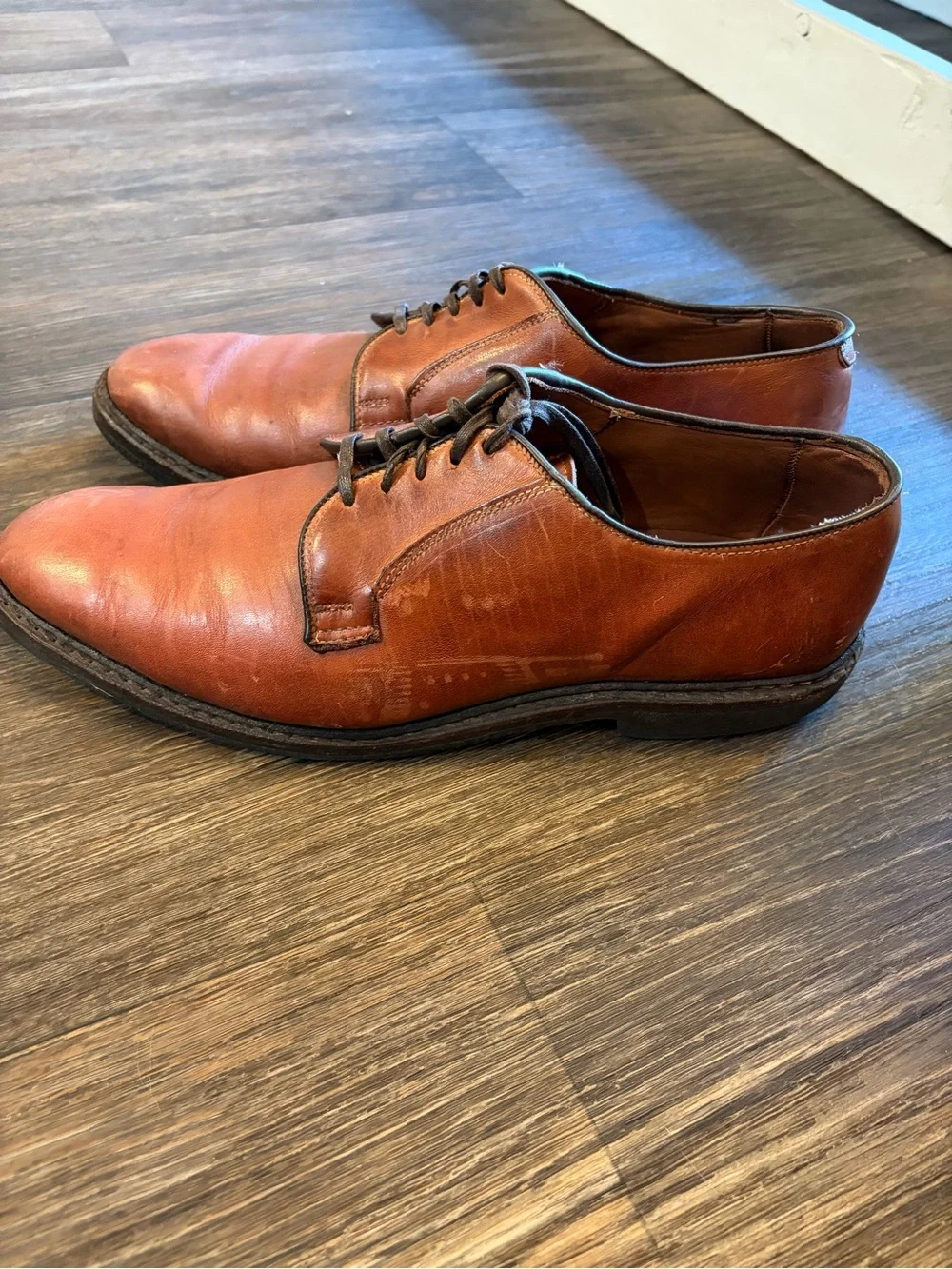 Men’s Allen Edmonds Brown Leather Badlands Dress Old Money Oxford Shoes Size 10D